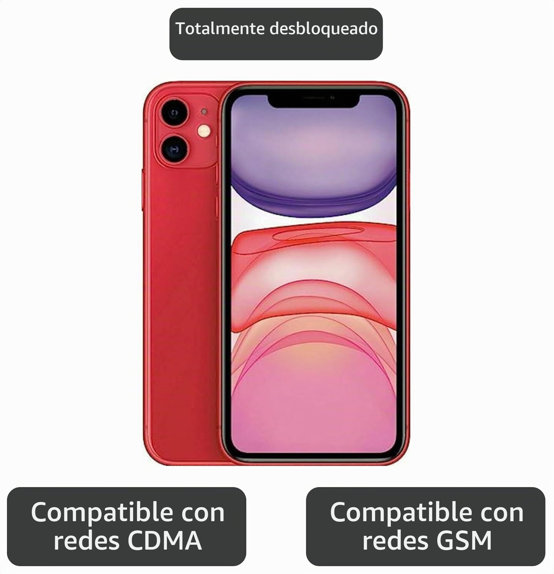 Amazon.com: Apple - iPhone 11, 128GB, rojo - totalmente
